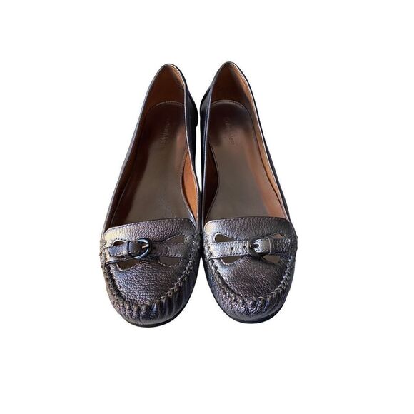 Calvin Klein metallic front buckle flat loafer shoes, size 8 1/2 - Picture 1 of 6